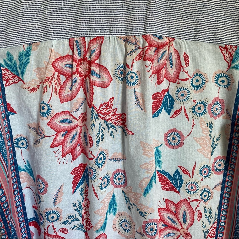 J Jill Linen Linen blend Striped Floral Back Button Top Linen cotton Size Medium - Picture 6 of 14